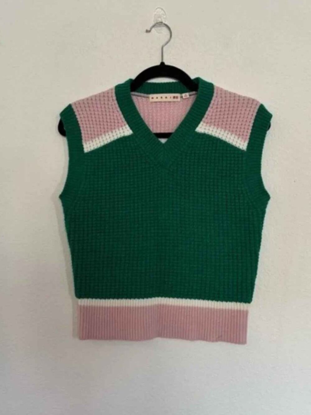 Marni Uniqlo V Neck Sweater Vest Green Pink